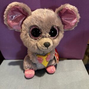 Cuddly Gray and Pink Stuffed Mouse by TY Squeaker